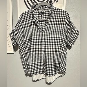 Madewell Black and White Relaxed Polo Button Down